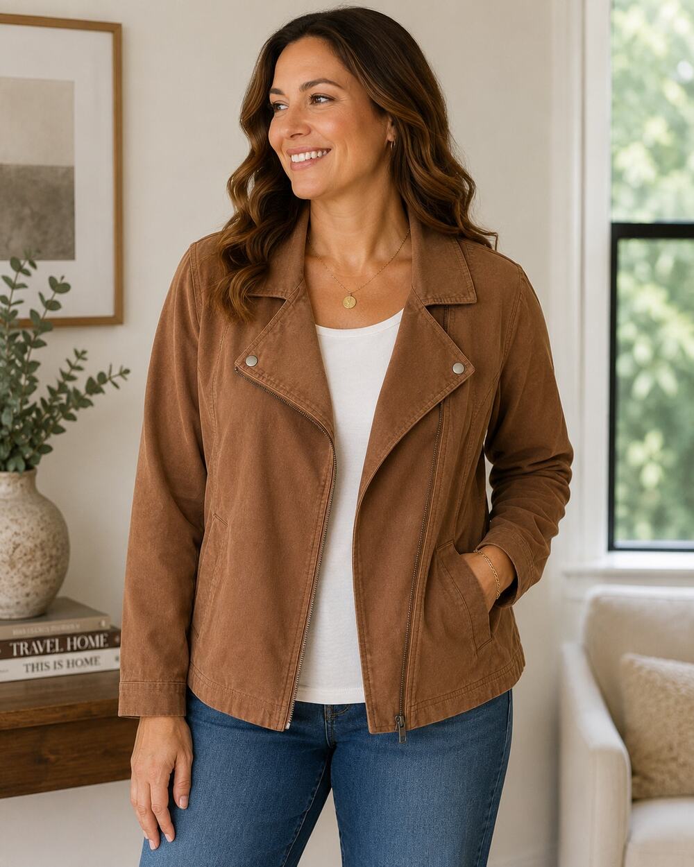 J.Jill Corduroy Moto Jacket Women’s 2X Brown Zip Front Stretch Cotton